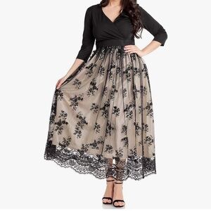 GRAPENT Women's Plus Size Sequin 3/4 Sleeves Evening Gown Party Long Maxi Dress
